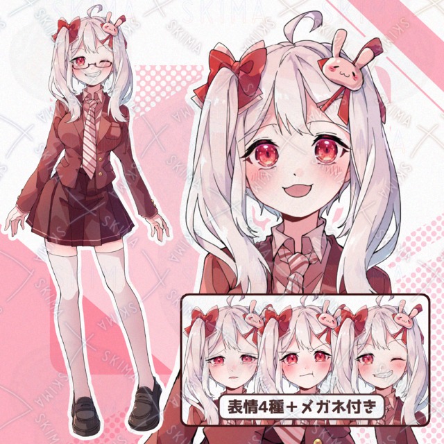 Image of School uniform girl with twin-tail hair [glasses diff.