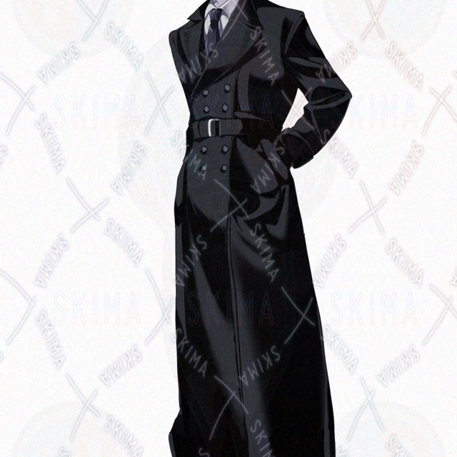 Image 2 of Man with black hair and long coat [8 different facial expressions