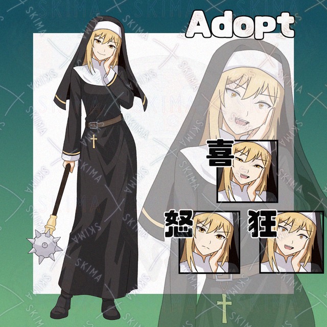 Adopt030_槌を振るう修道女(シスター)/ファンタジー/RPG