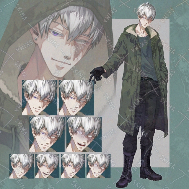 Image of [9 expressions + hood diff] man in a mod coat [Scarface].