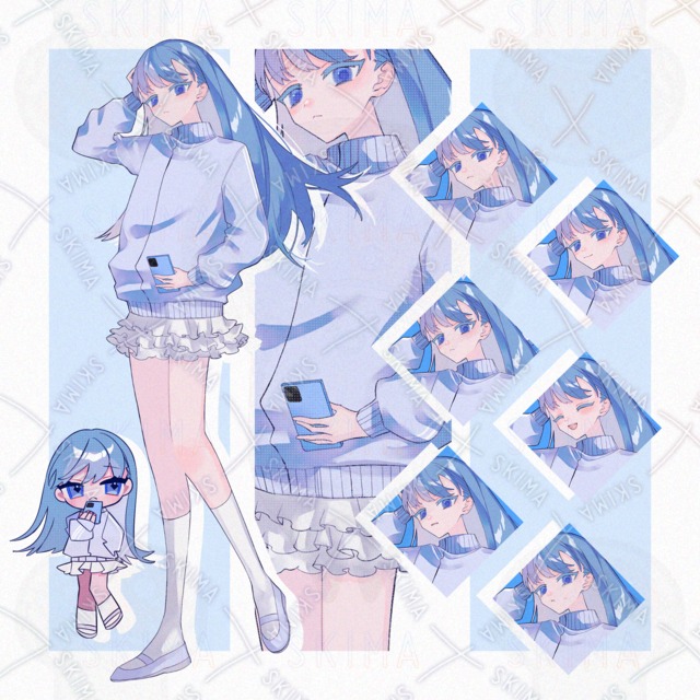 Image of Woman in jersey [6 different facial expressions + deformation].