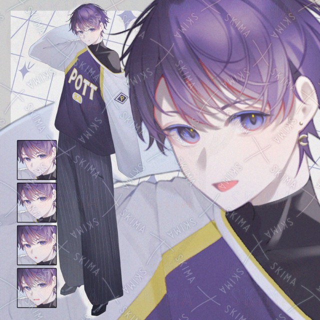 Adopto] Purple-haired young man - 10 different facial expressions 的商品圖片