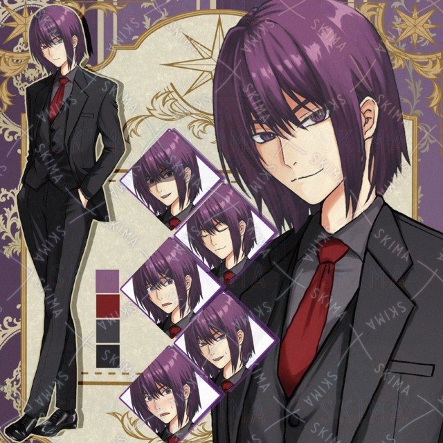 10 different expressions] Purple hair x suit x slender handsome man 的商品圖片