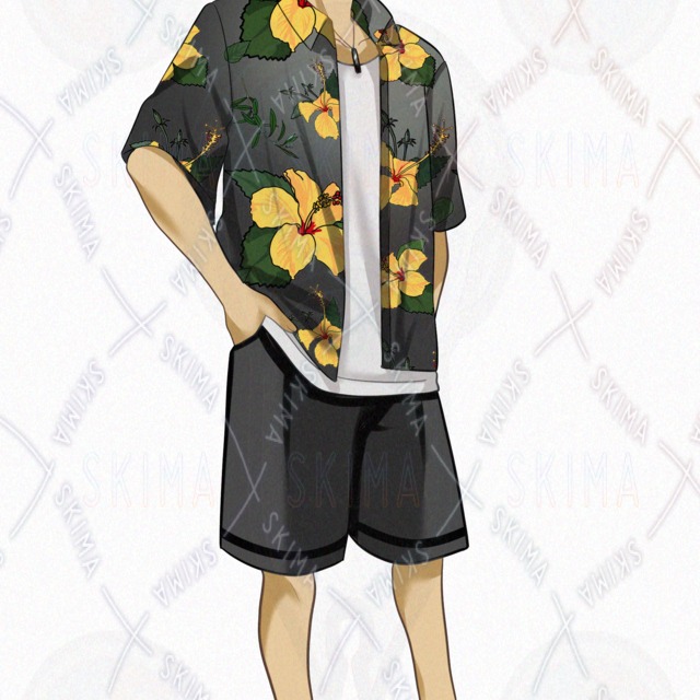 柄シャツの青年【表情差分8種】の商品画像3枚目