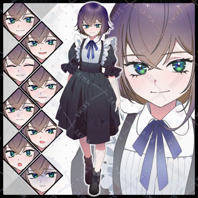 검은 치마를 입은 소녀 [표정 8종 상품 이미지