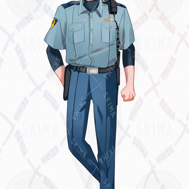 Image 3 of Male police officer with hidden eyes [8 different facial expressions].