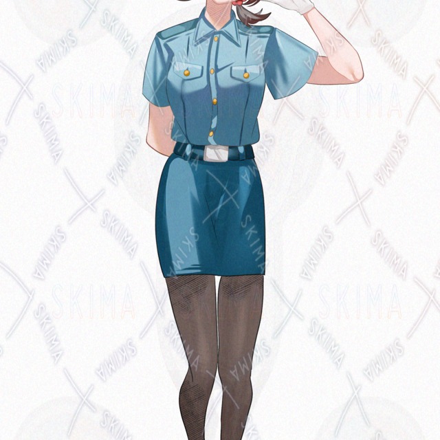 おさげな女性警察官【表情差分8種】の商品画像9枚目