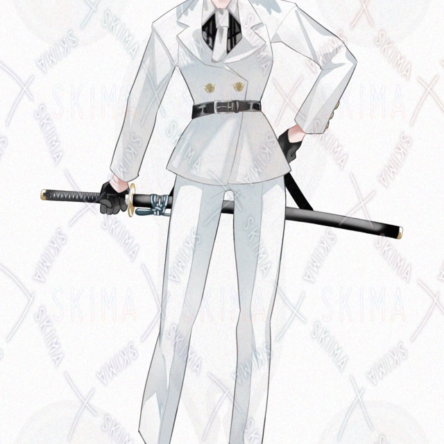 刀を持った白スーツの女性【表情差分8種】の商品画像5枚目