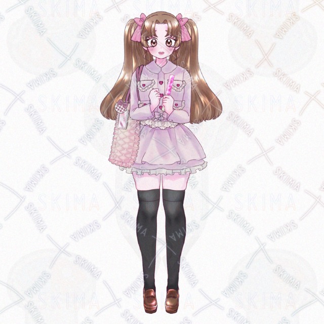 推し活な女の子　表情9種【表情6種/アイテム差分3種/うちわ無地】の商品画像2枚目