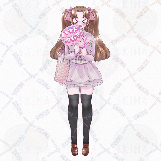 推し活な女の子　表情9種【表情6種/アイテム差分3種/うちわ無地】の商品画像8枚目