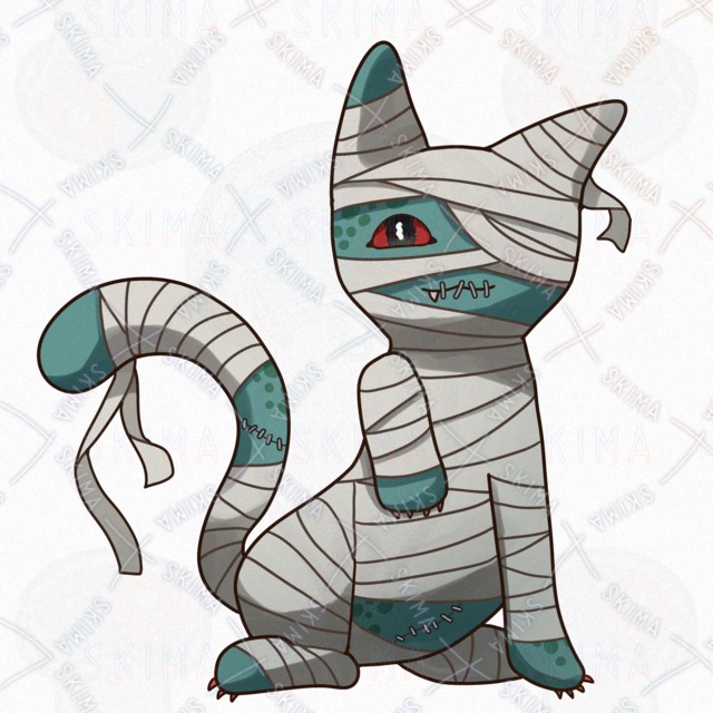 【表情差分６点】猫のゾンビミイラのオリジナルキャラクター【ホラー】の商品画像3枚目