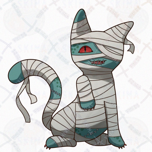 【表情差分６点】猫のゾンビミイラのオリジナルキャラクター【ホラー】の商品画像4枚目