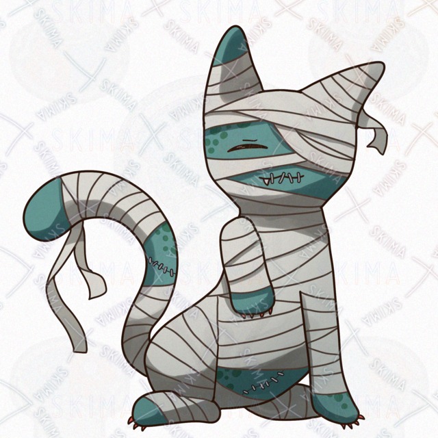 【表情差分６点】猫のゾンビミイラのオリジナルキャラクター【ホラー】の商品画像7枚目