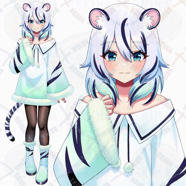 화이트 타이거 모티브의 소녀 상품 이미지