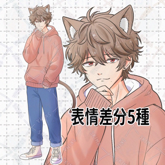 5 different expressions] Neutral cat ear hoodie boy 的商品圖片