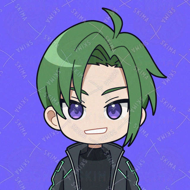 Image of Green-haired male icon with transparent background