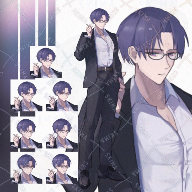 Suited man with glasses [7 different expressions]. 的商品圖片