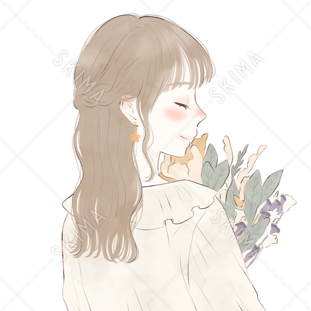 ドライフラワーと横顔の女の子アイコン スキマ スキルのオーダーメイドマーケット Skima