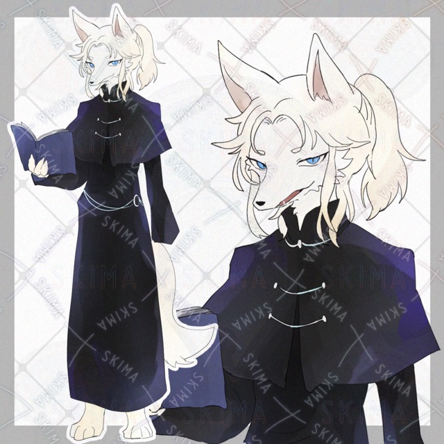 Image of Scholarly-looking fox beastman [8 different expressions].