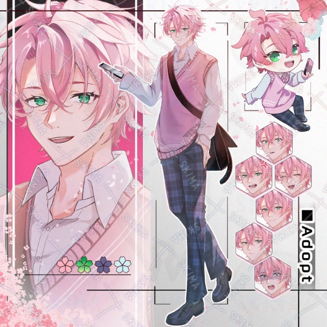 adopt] Student with Cherry Blossom Hair [with 8 different expressions + bag + SD]. 的商品圖片
