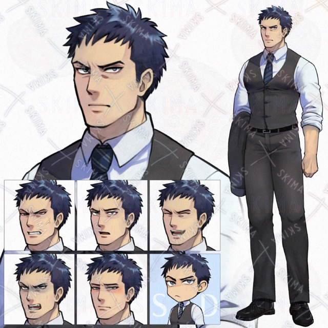 근면해 보이는 정장 남성(표정 6종+SD 전신) 상품 이미지