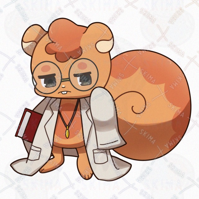 【表情差分8点】眼鏡をかけた、リスの博士、科学者のオリジナルキャラクターの商品画像2枚目