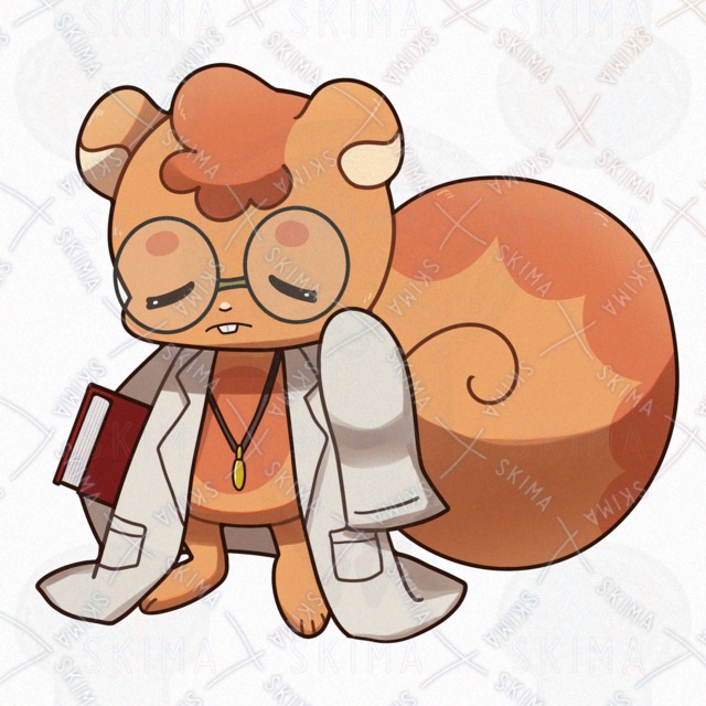 【表情差分8点】眼鏡をかけた、リスの博士、科学者のオリジナルキャラクターの商品画像4枚目