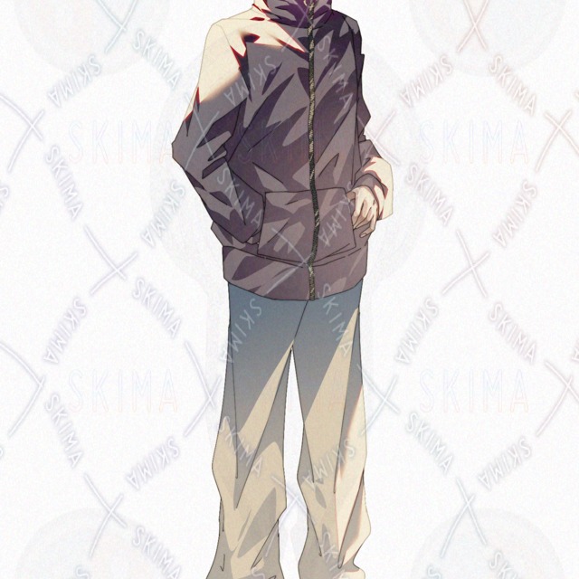 男性　青年　現代ファンタジー　垂れ目　紫色　茶髪の商品画像2枚目