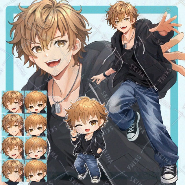 미니 캐릭터 + 차등 각 4종】검은색 후드티를 입은 남성 상품 이미지