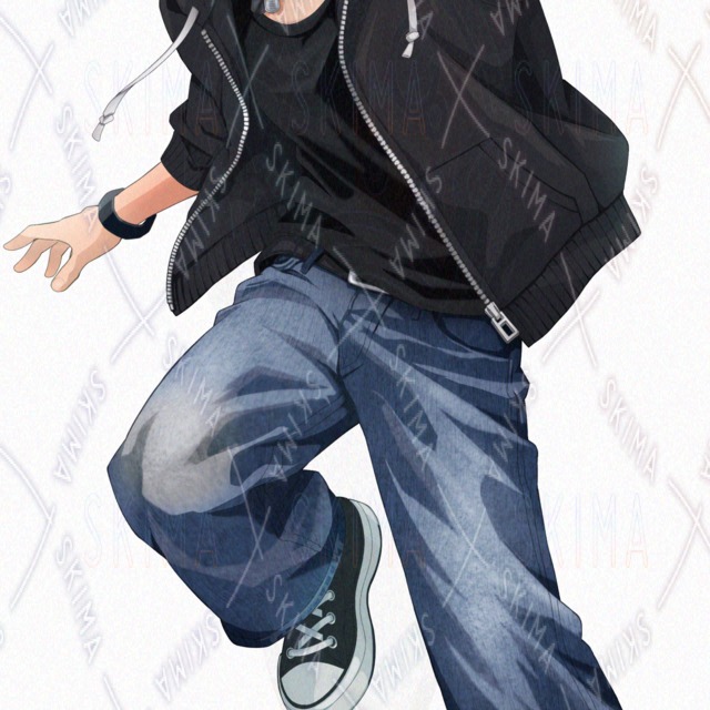 Image 3 of Miniature Character + 4 types of difference each] Man in black hoodie