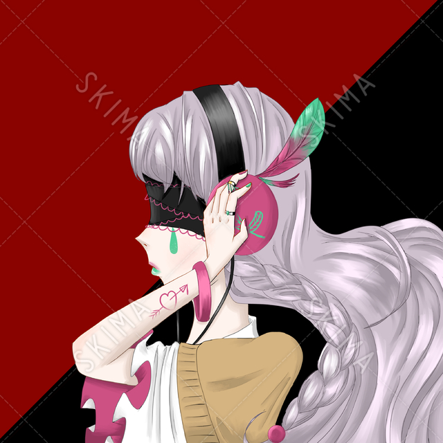 SNSアイコン　音楽を聴く女の子