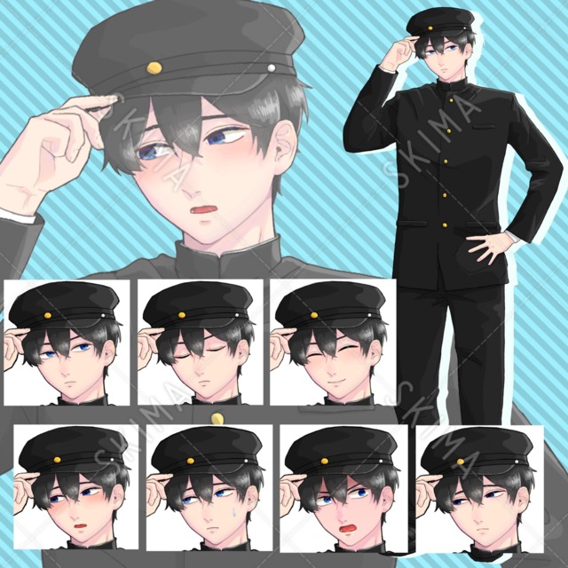 立ち絵　男子学生【表情７種】