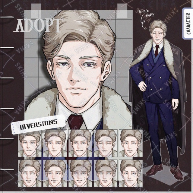 10가지 표정】코트를 입은 중년 남성의 표정 상품 이미지