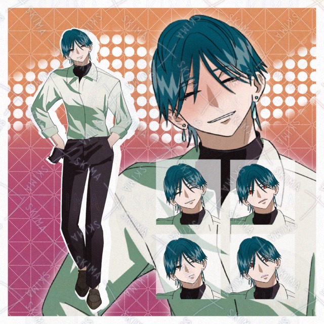 Image of 6 kinds of facial expressions] Man in a high neck shirt