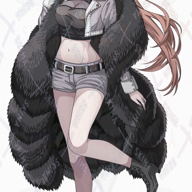 Backlighting & 6 different facial expressions] A girl in fluffy black fur outerwear [Transparent PNG]. 的商品圖片第 2 張
