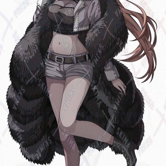 Backlighting & 6 different facial expressions] A girl in fluffy black fur outerwear [Transparent PNG]. 的商品圖片第 3 張