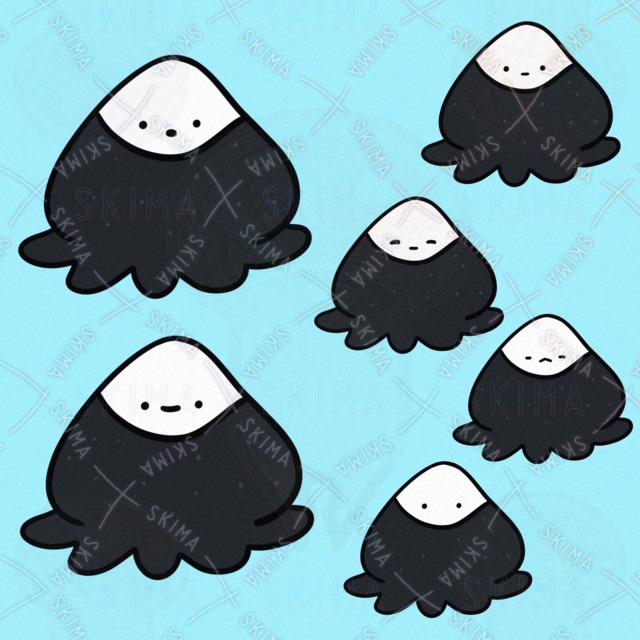 Image of Mendako-style rice balls (6 different expressions)