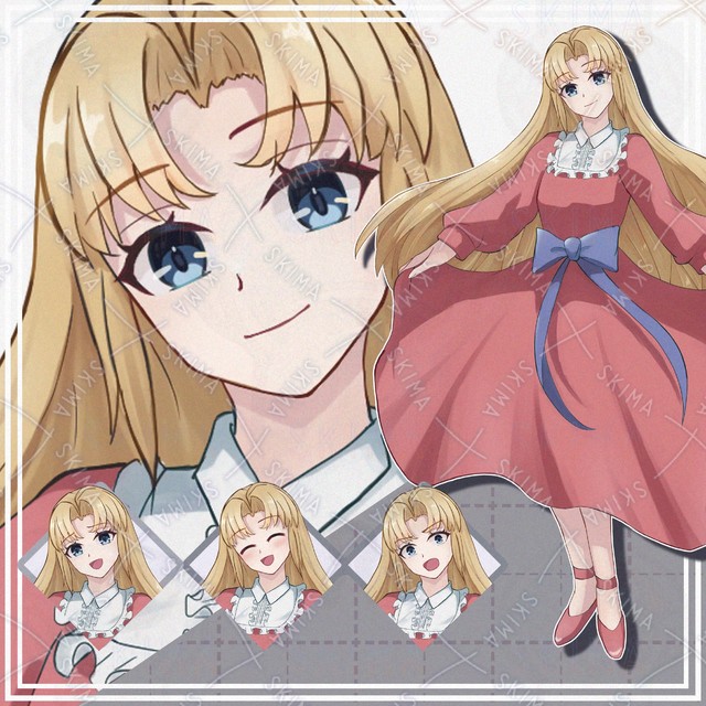 10가지 표정】금발 롱 드레스 소녀【서 있는 그림】【표정 10가지】여자아이 상품 이미지