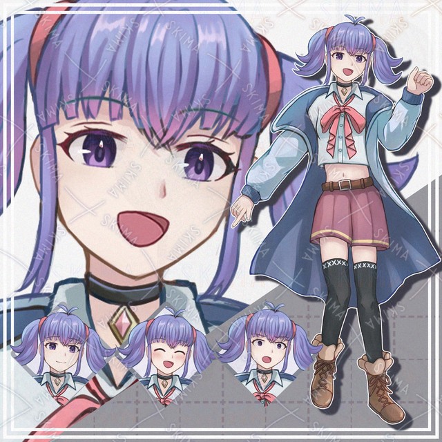 표정10종】보라색 머리 소녀【입체화】【표정 10종】【서있는 그림 상품 이미지