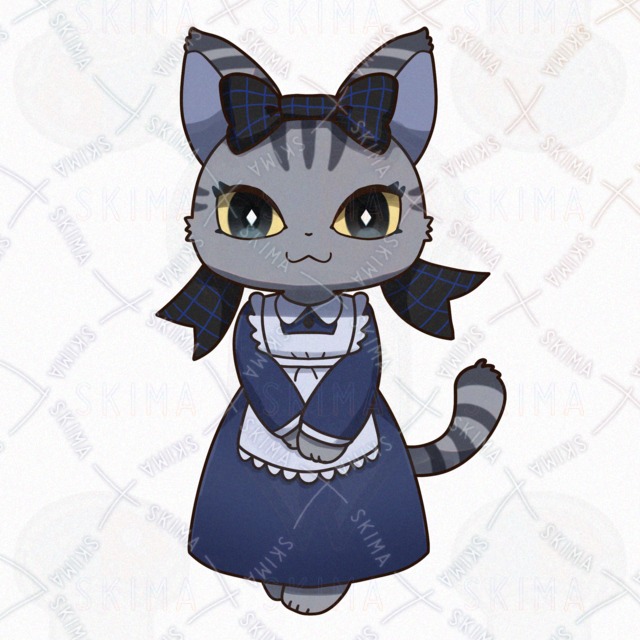 【表情差分9点】リボンのサバトラ猫のメイド【オリジナルキャラクター】の商品画像2枚目