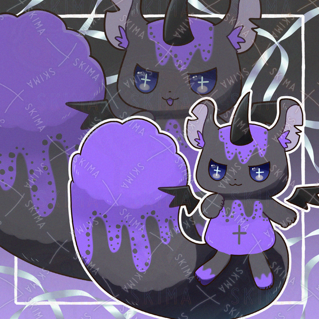 4 facial expressions] Original character of a squirrel demon with horns. 的商品圖片