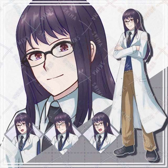 표정 10종】백의의 검은 머리 안경 남자【입체화】【서 있는 그림 상품 이미지