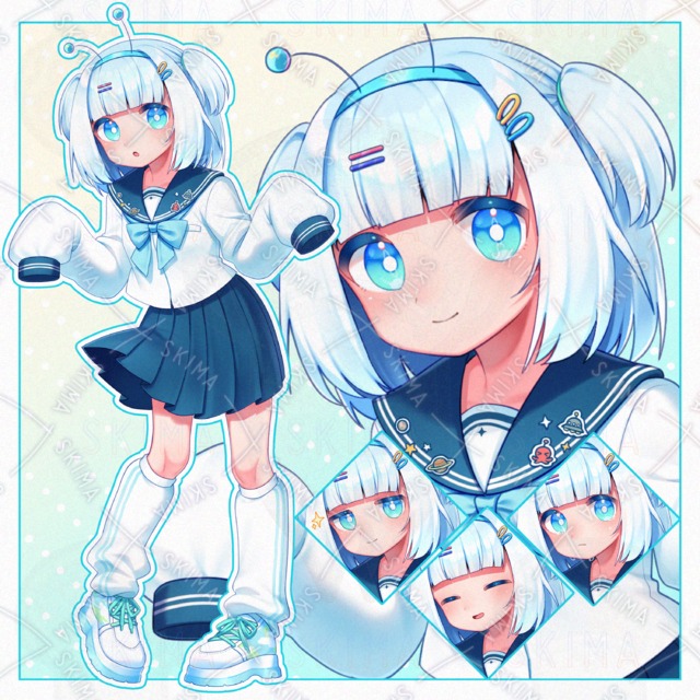 【表情8種】宇宙人っぽい女の子の商品画像