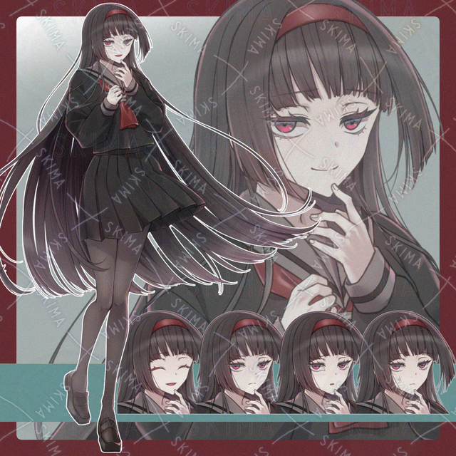 黒セーラーの女子高生 表情6種