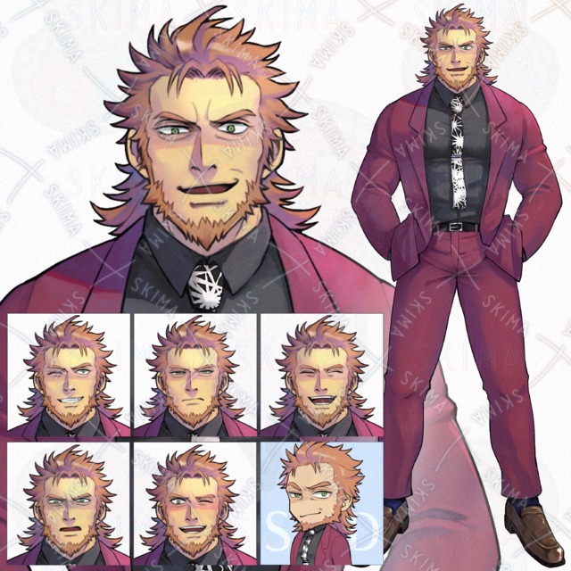 호쾌해 보이는 정장 남성(표정 6종+SD 전신) 상품 이미지