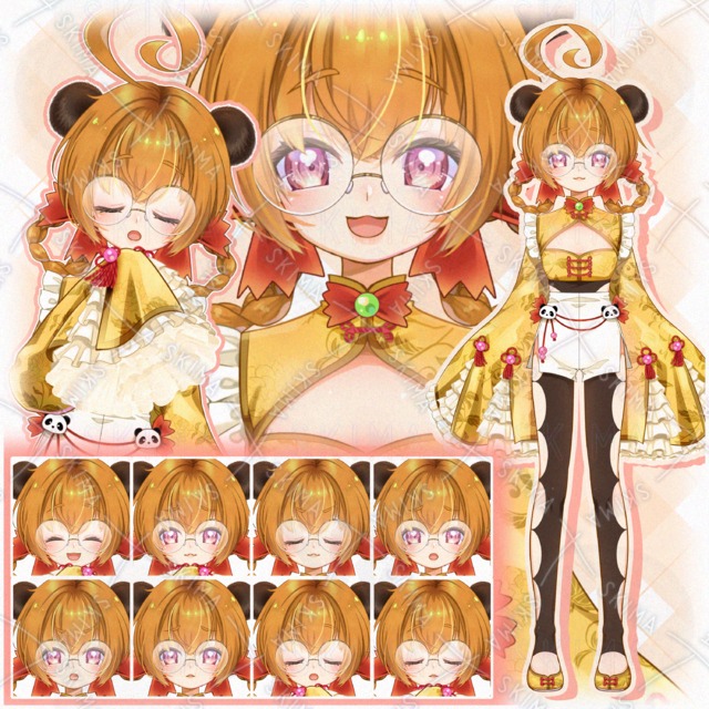 Boy's Girl] Panda-Eared Boy's Girl with Big Round Glasses [*PSD available for an additional fee]. 的商品圖片