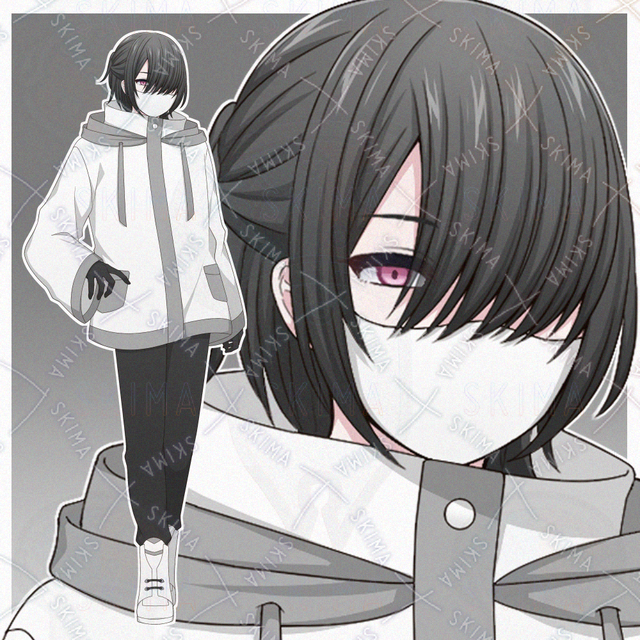 Image of Young man wearing a mask [10 facial expressions].