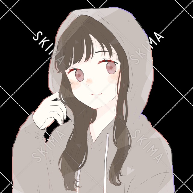 ゆるかわいい 黒髪パーカー少女のアイコン 表情 背景差分あり スキマ スキルのオーダーメイドマーケット Skima