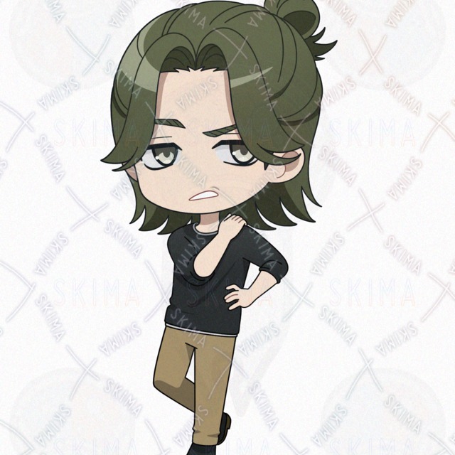 【表情８種】緑髪ハーフアップのミニキャラくんの商品画像5枚目