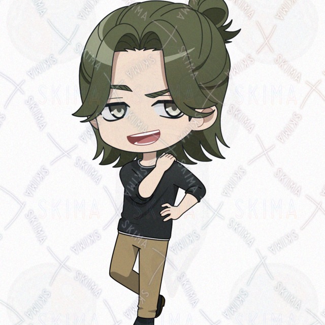 【表情８種】緑髪ハーフアップのミニキャラくんの商品画像6枚目